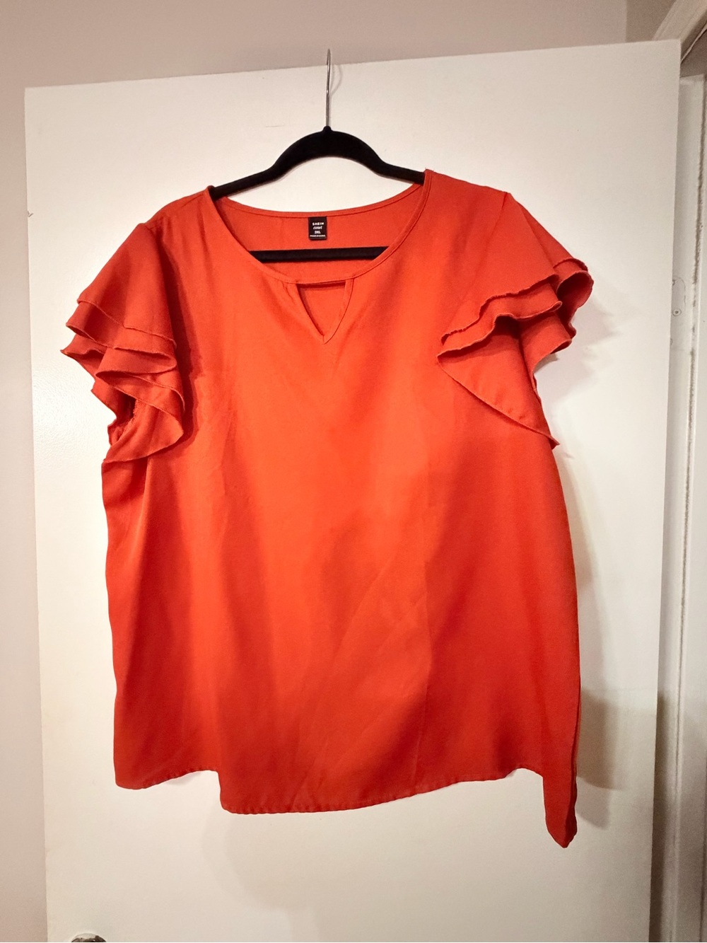 SHEIN Orange Ruffle Sleeve Blouse